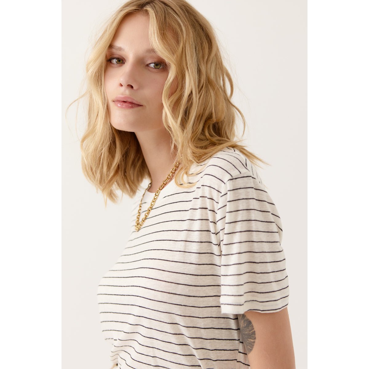 T-shirt à manches courtes col rond Coupe droite LENA cream, ARTLOVE