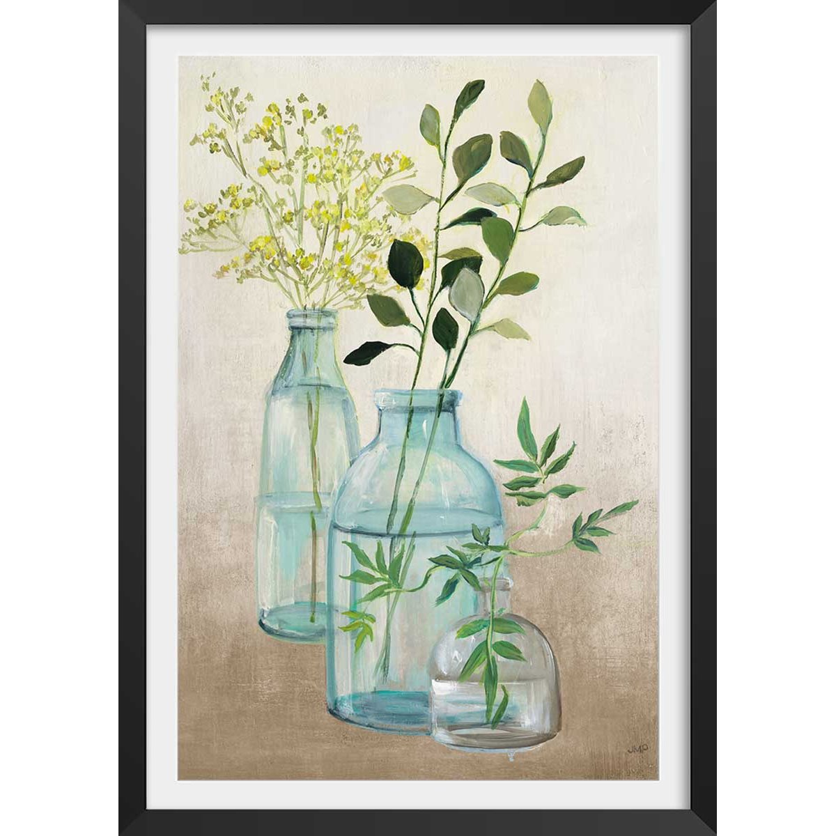 Poster Fleurs médicinales affiche + cadre en bois - noir, HEXOA