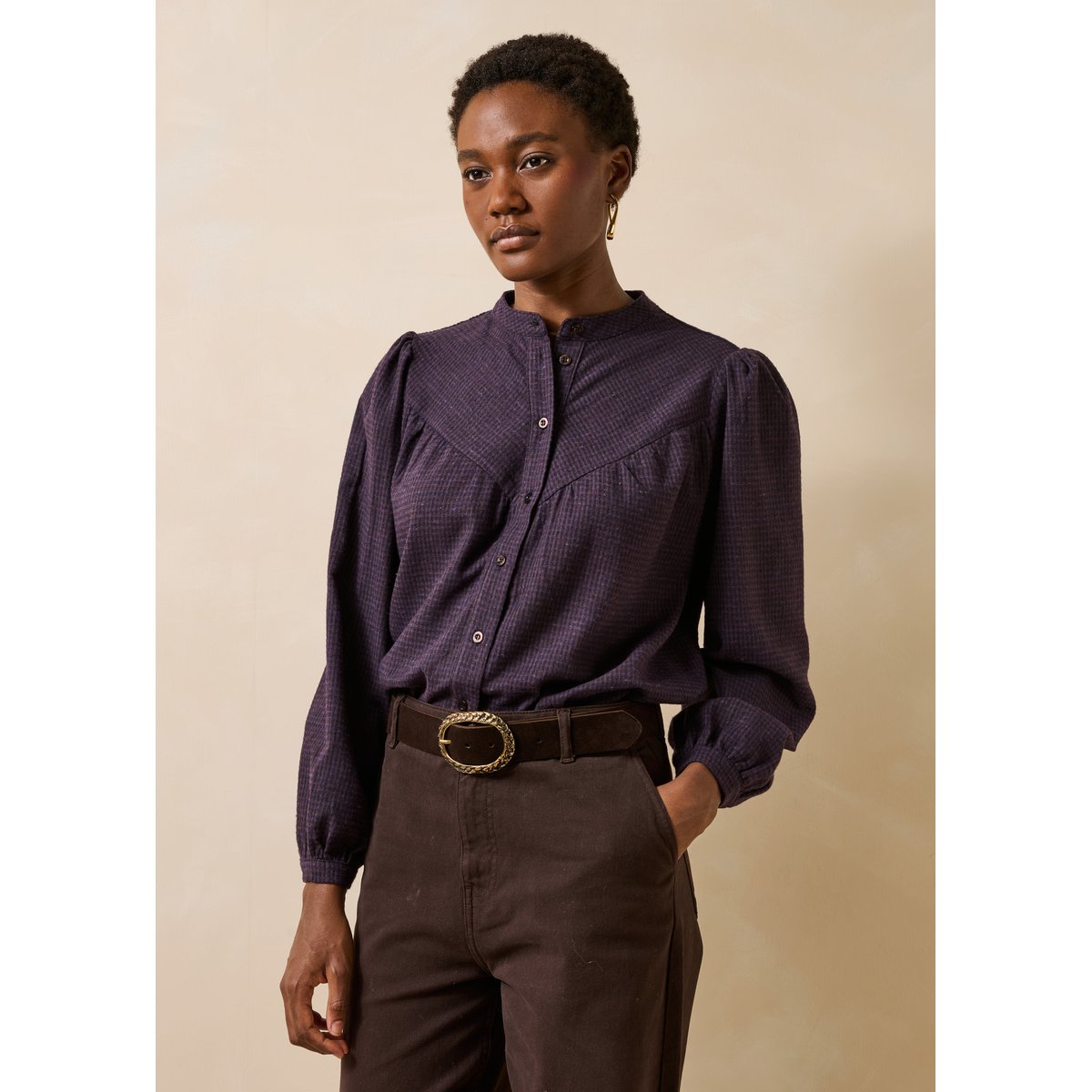 Chemise manches longues à carreaux vichy vin, LA FEE MARABOUTEE