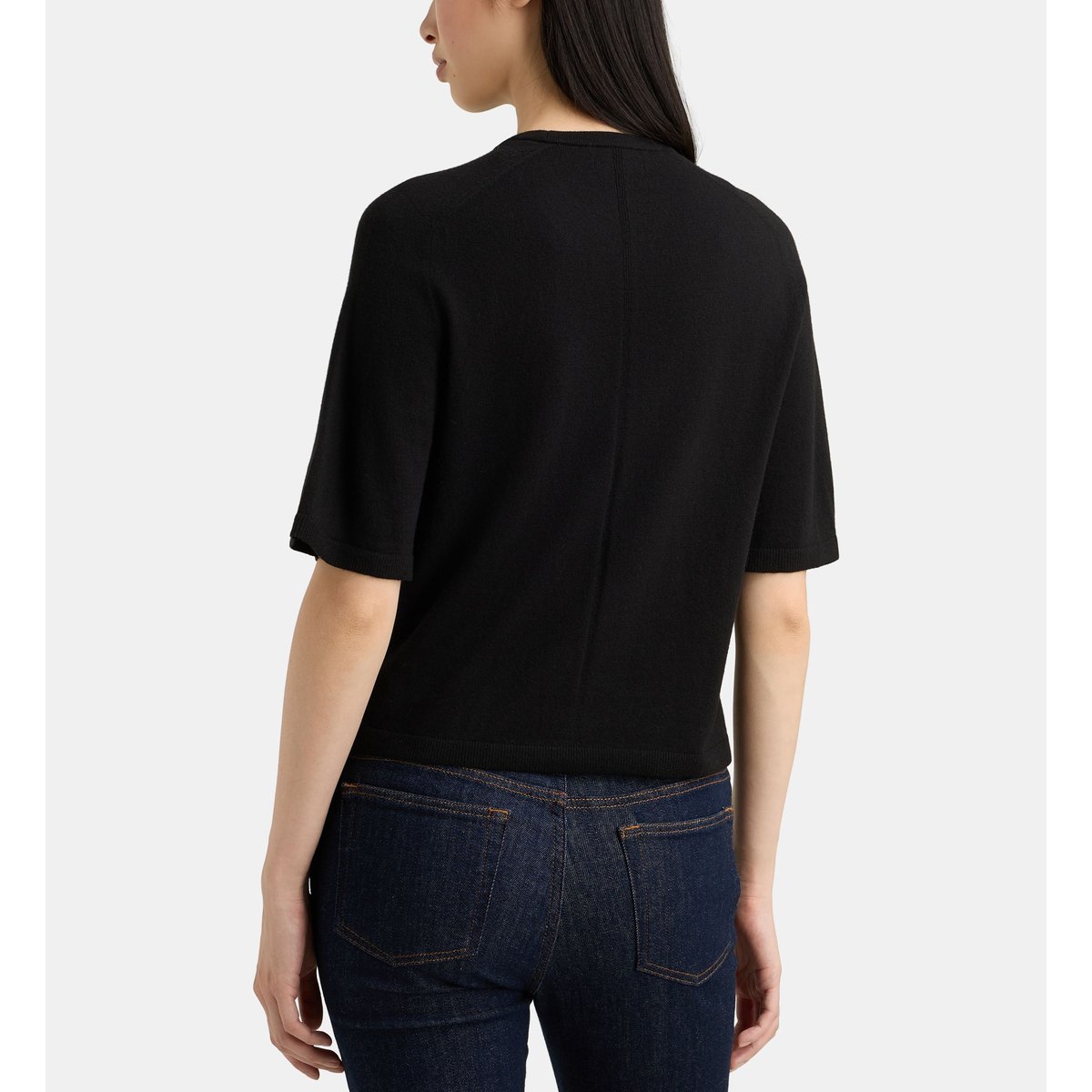 Pull elsa crop ample fluide en laine noir, GALERIES LAFAYETTE