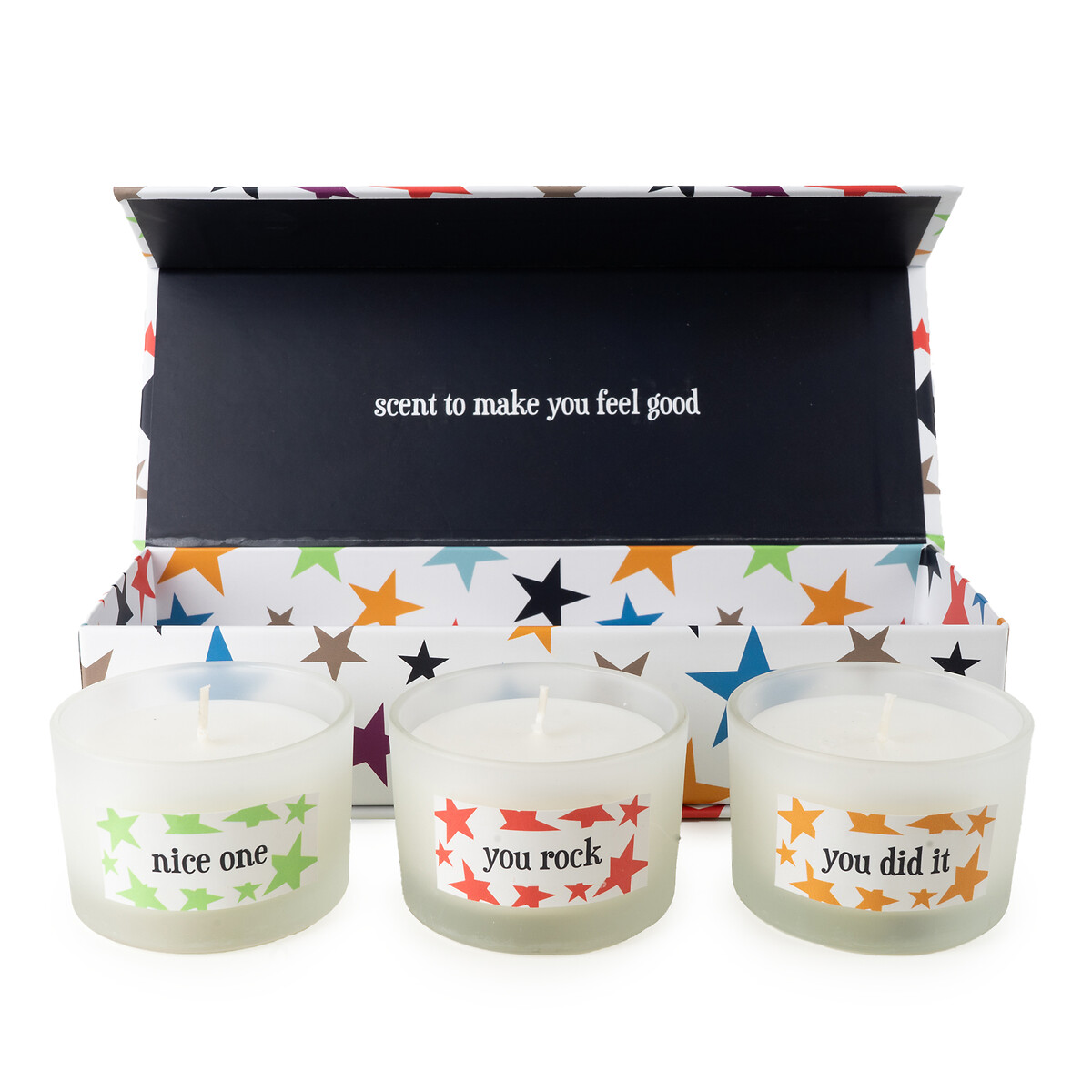 Set of 3 Congratulations Candle Gift Set in Pink Sugar Scent white, SO'HOME