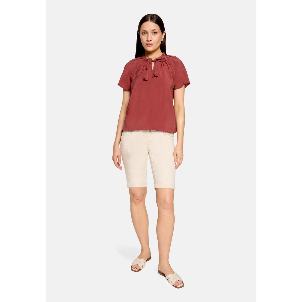 Blouse casual à fronce rust brown, CARTOON