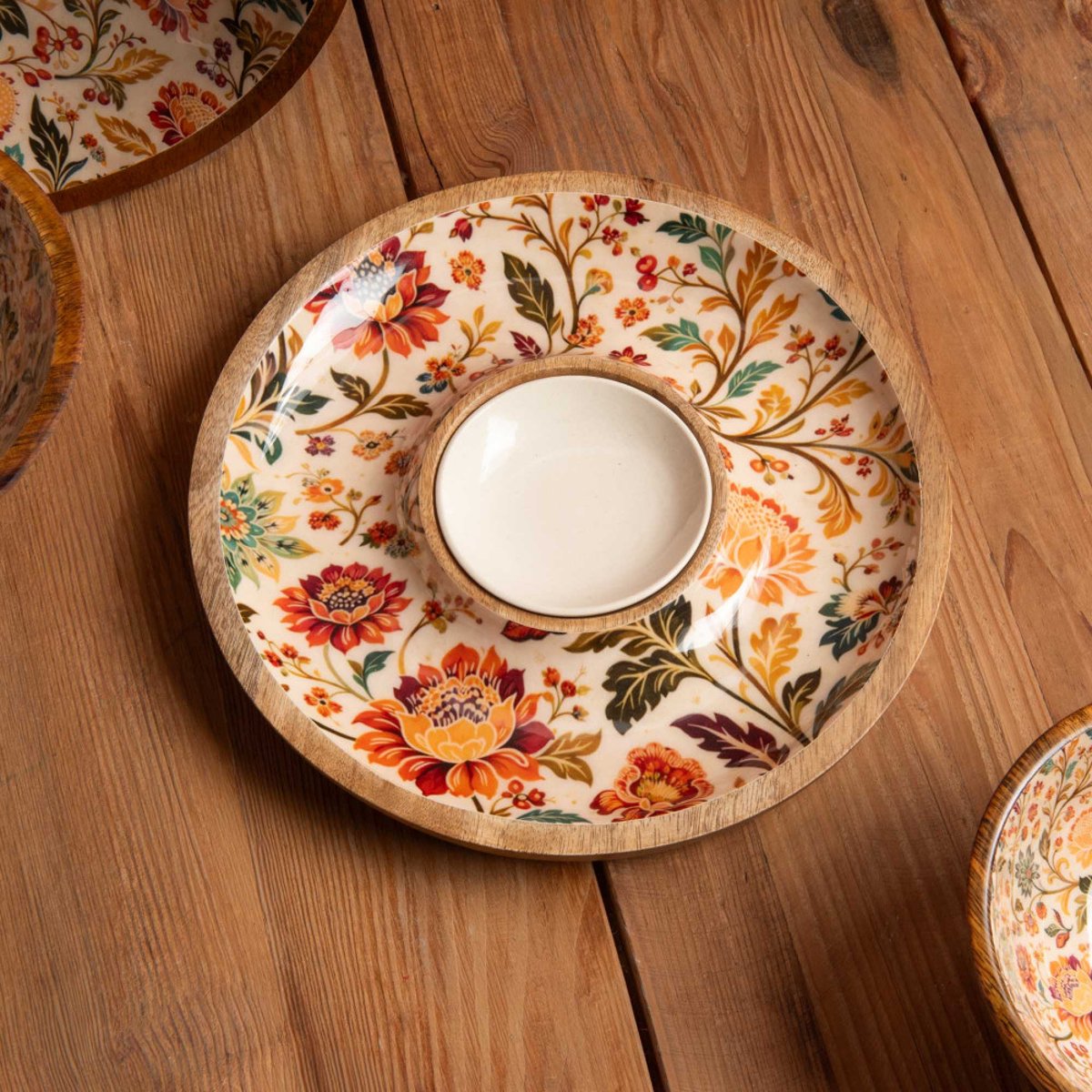 Plat Chip Dip avec son bol Alba en manguier 25 cm - ALBA multicolore, TABLE PASSION