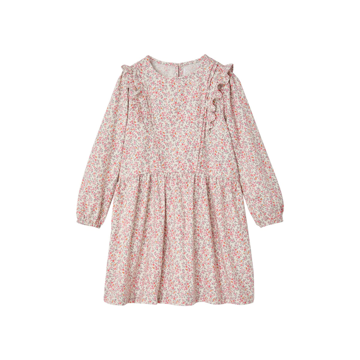 Robe courte manches longues vanille, VERTBAUDET