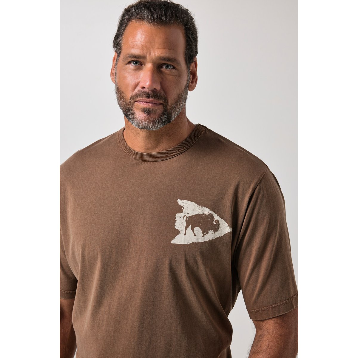 T-shirt esprit vintage, ventre confort marron, JP1880
