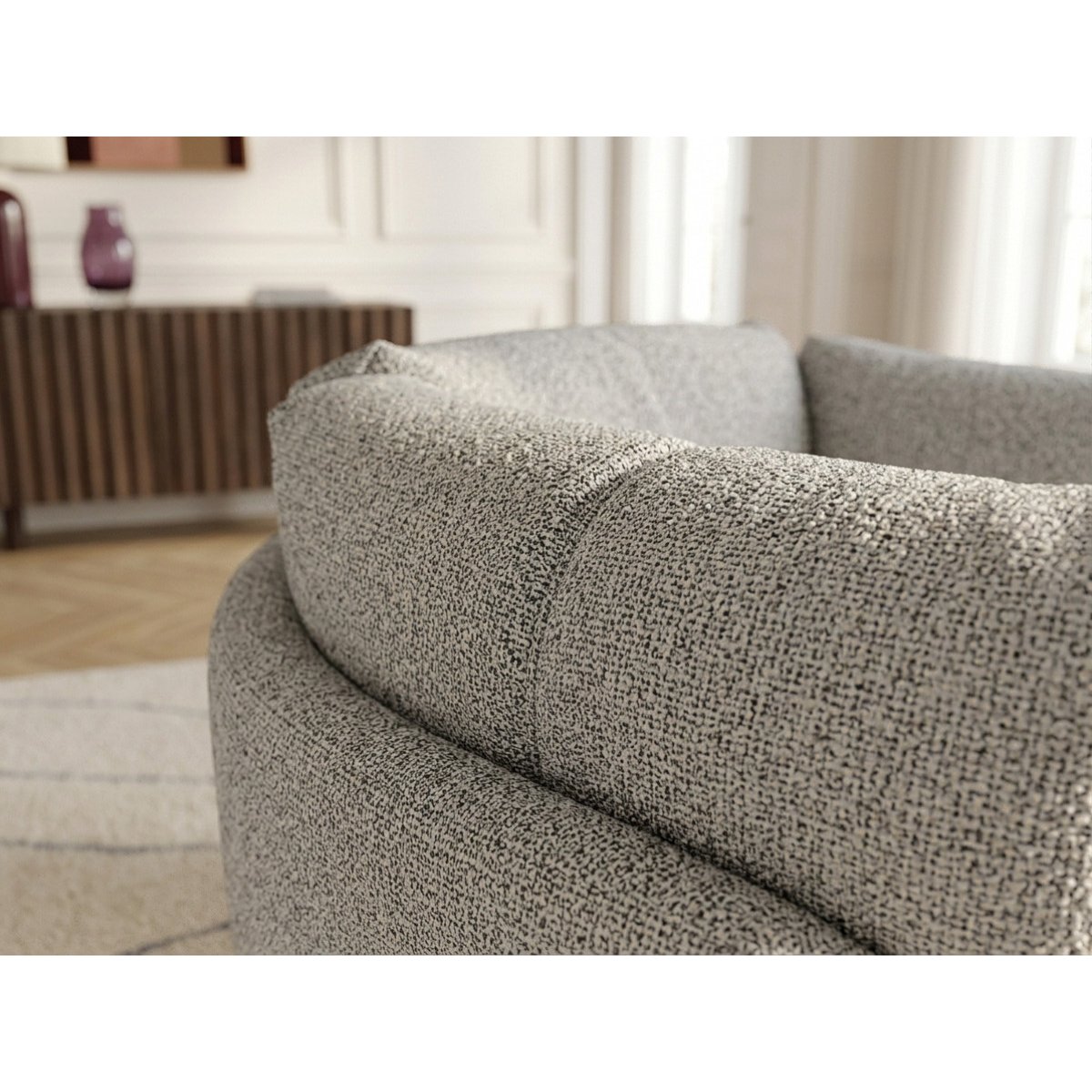 Fauteuil tissu chiné, MARIO gris, BOBOCHIC