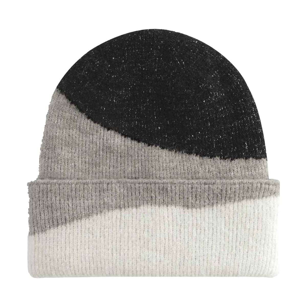 Bonnet motif/style ondulé noir / gris clair / blanc doux, BEECHFIELD