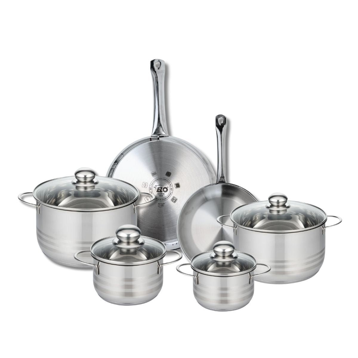 2 poêles 24/28cm + 4 faitouts 14/16/20/24cm PROFI BRILLANT gris, ELO