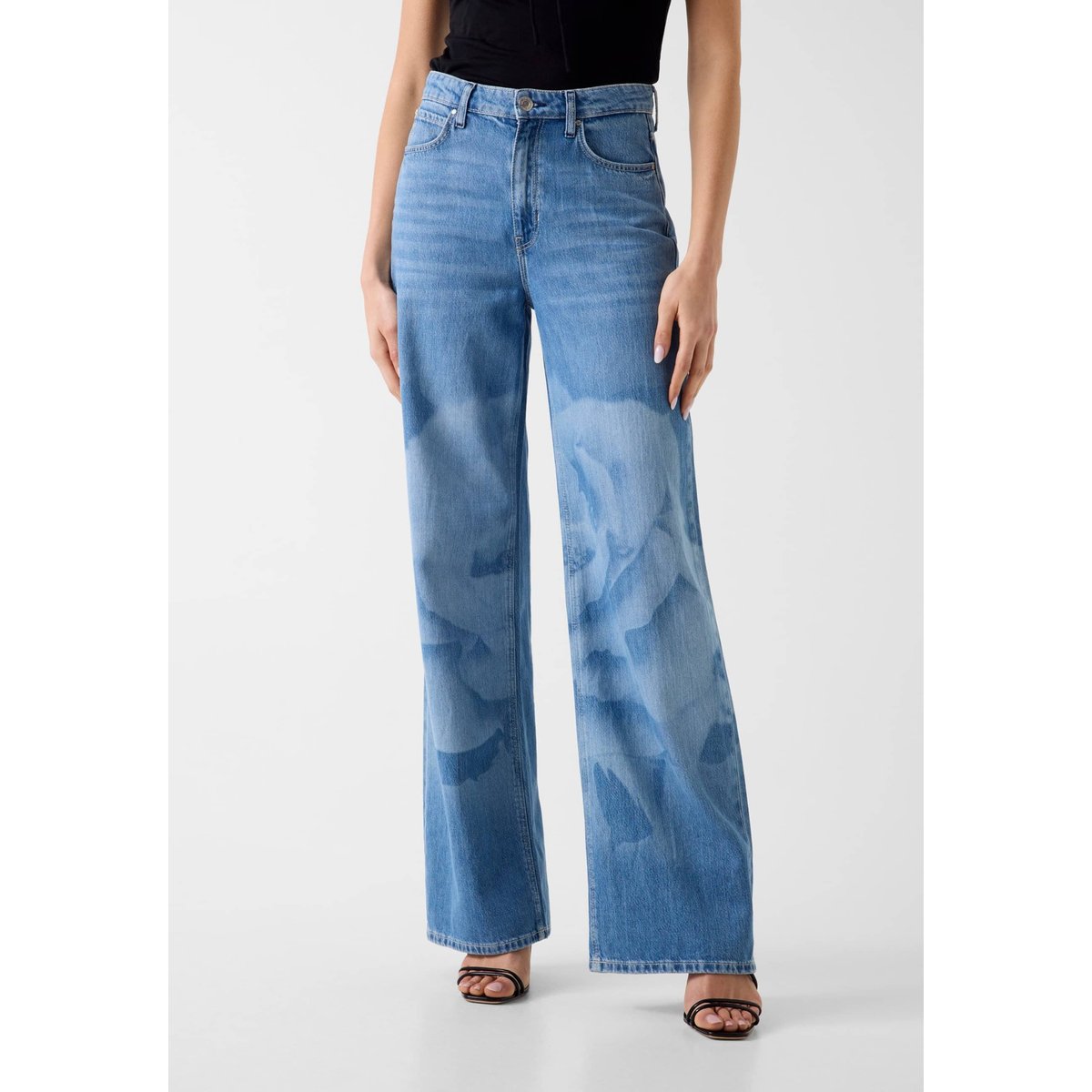 Jeans À Jambe Large Imprimés bleu, GUESS