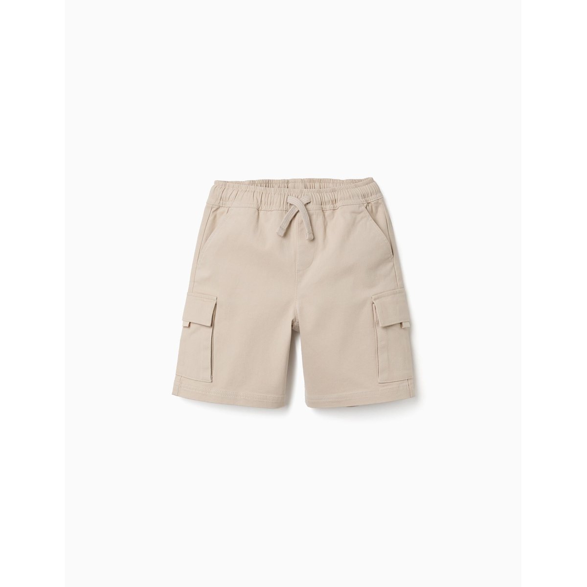 Short long cargo en sergé avec cordon de serrage beige clair, ZIPPY