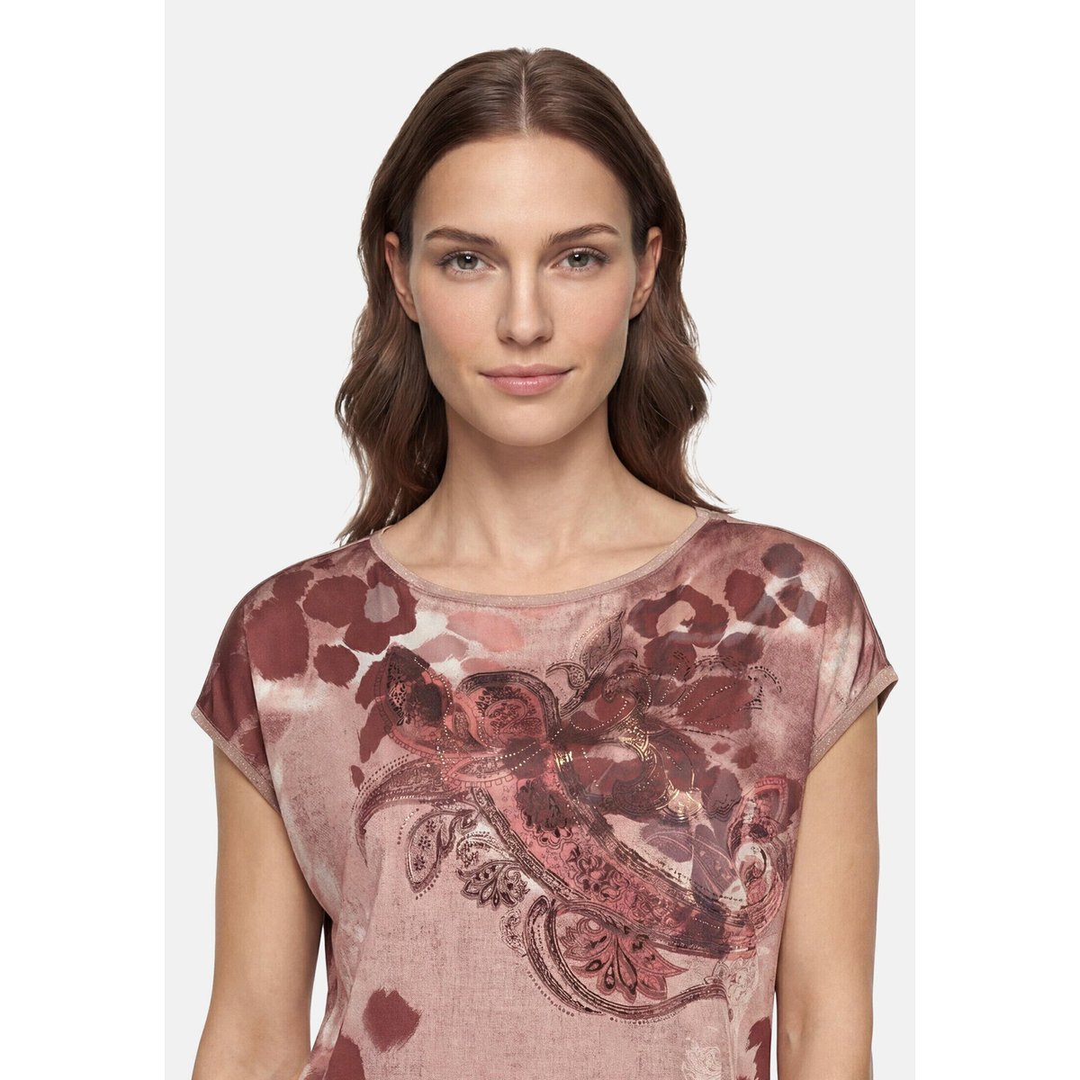 T-shirt façon blouse à impression brown/red, BETTY BARCLAY