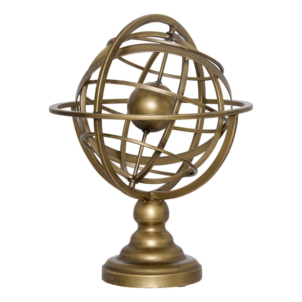 Objet déco sphère armillaire dorée H34cm SIA dore, ATMOSPHERA