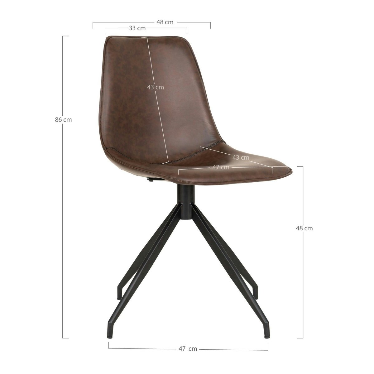 Chaise pivotante avec couture (lot de 2) AMSTERDAM marron, PIER IMPORT
