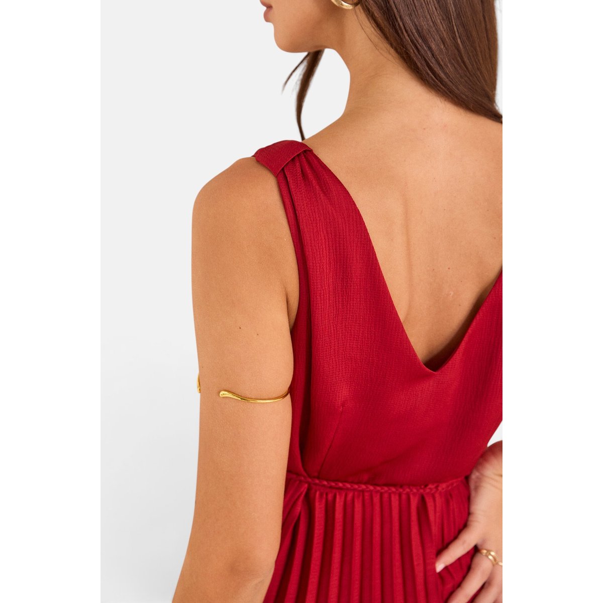 Robe plissée sans manche PLUME rouge, Maison 123