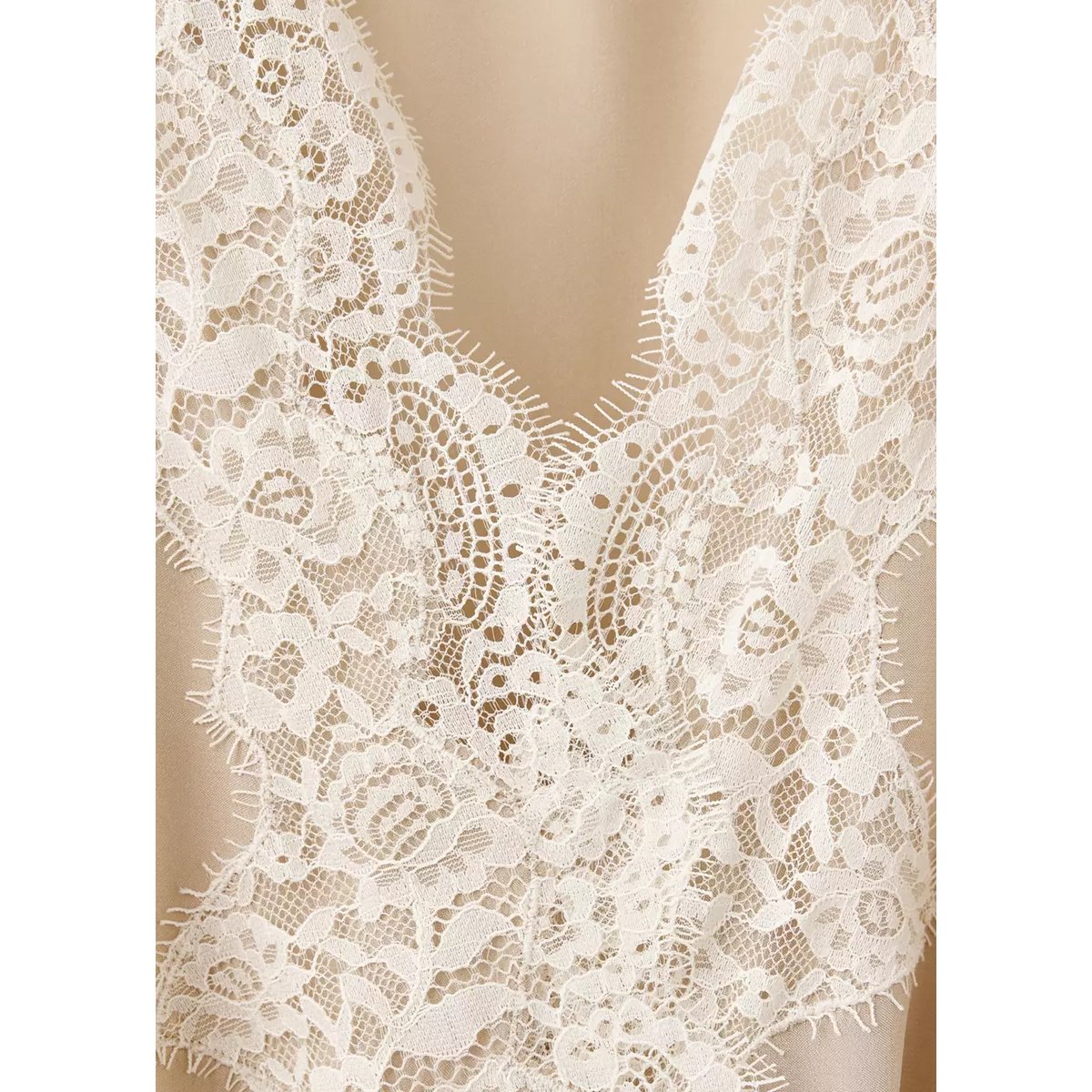 Robe courte dentelle beige, MANGO