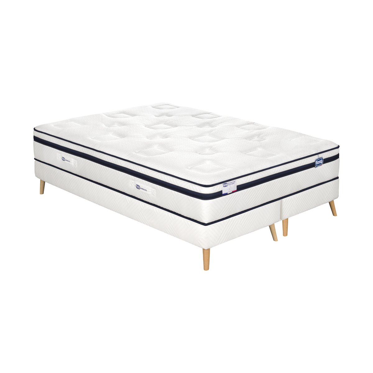Ensemble L'INCOMPARABLE, matelas Hybride 140x200, ferme, H27 + sommier blanc, SIMMONS