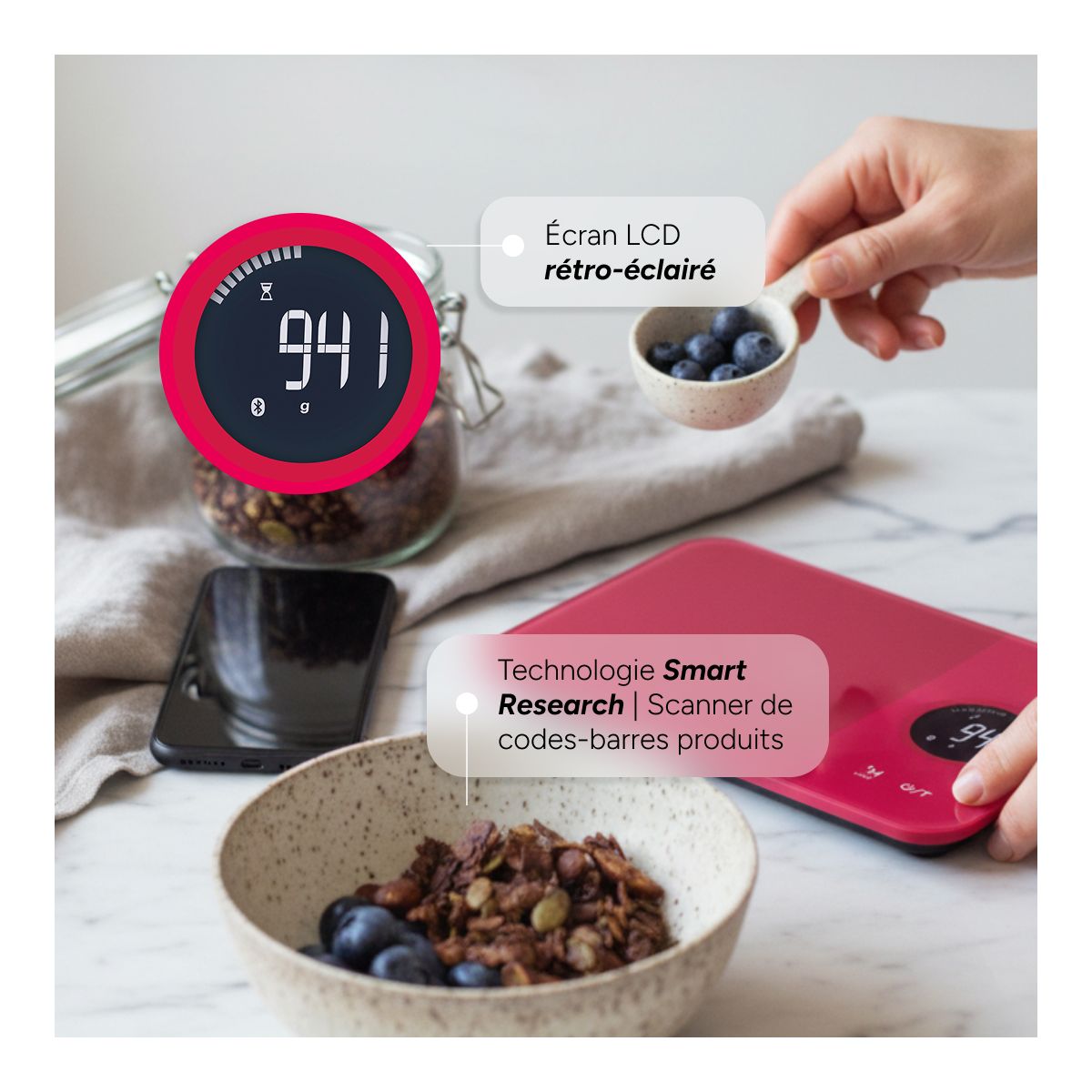 Balance connectée NUTRITAB Cranberry cranberry, TERRAILLON