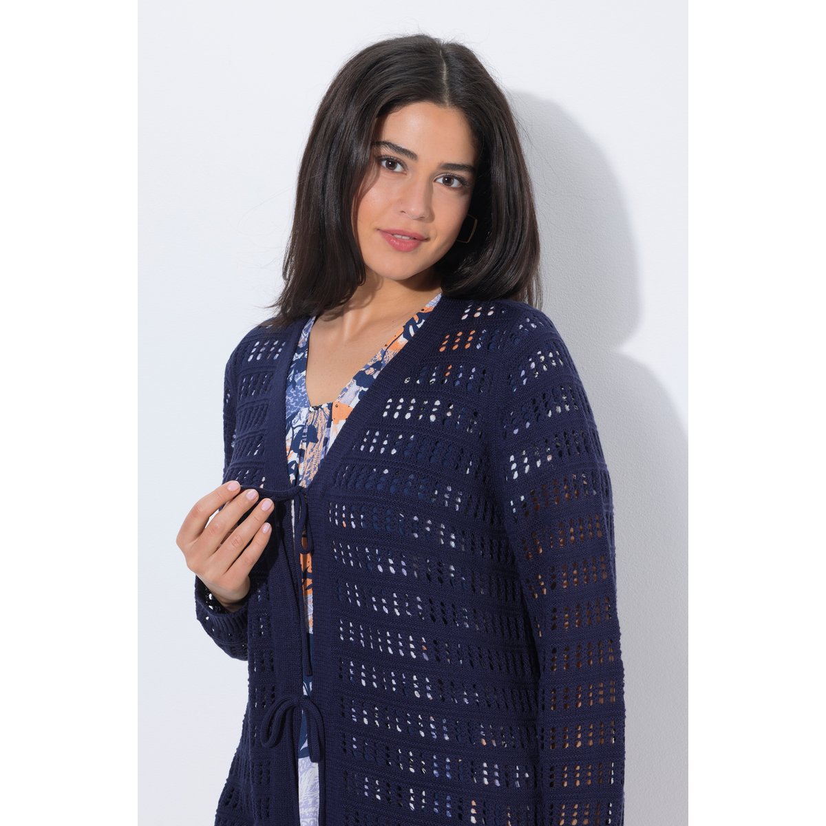 Cardigan long bleu encre, ULLA POPKEN