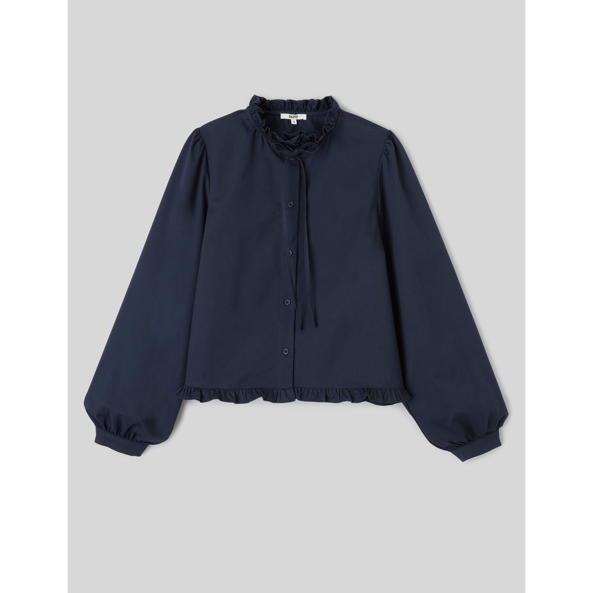 Blouse à volants bleu foncé, BZB