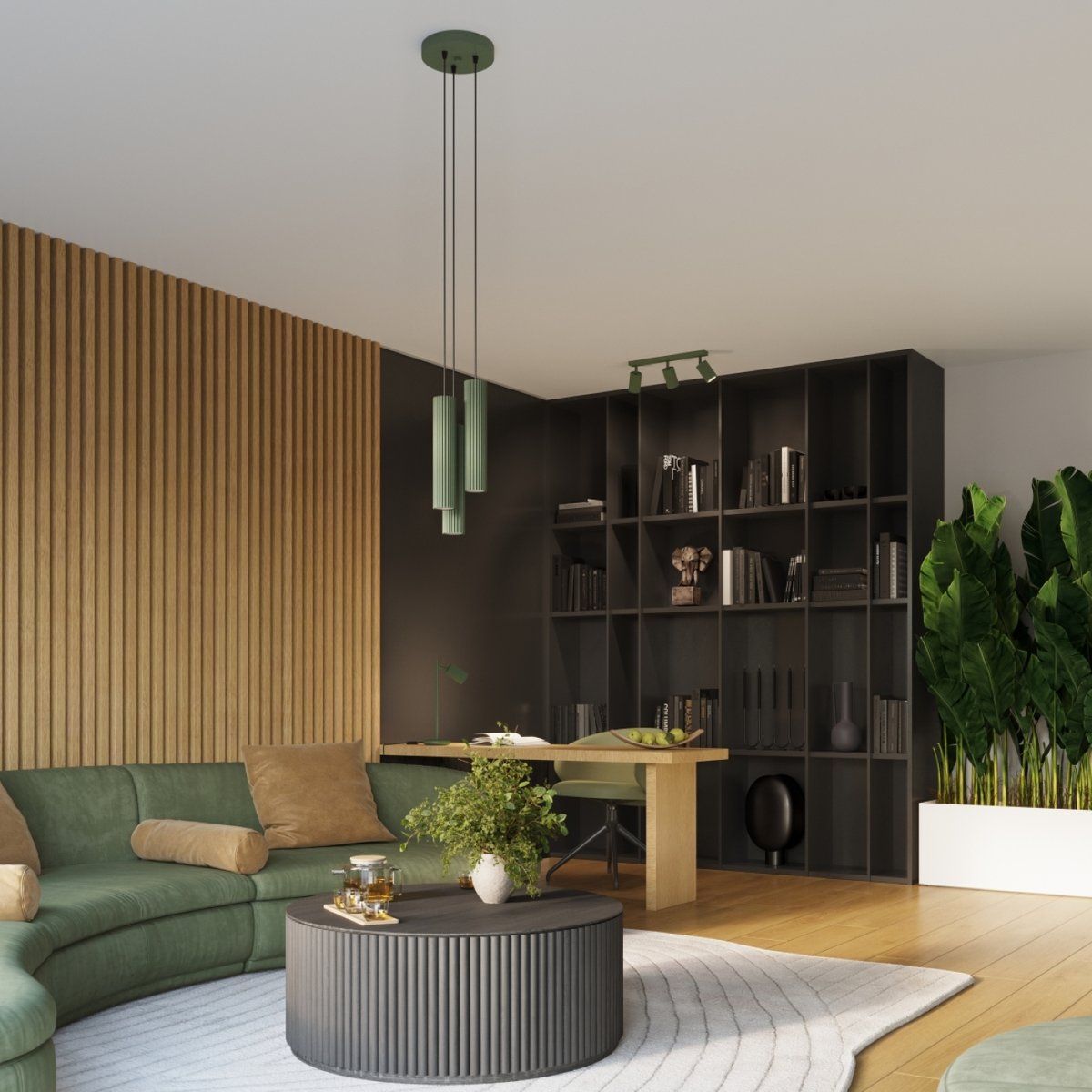 Applique Aluminium Vert Olive GU10 2 Karbon vert, EDEN