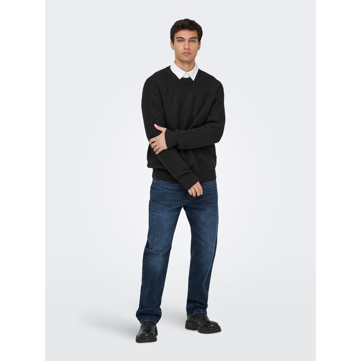 Pull En Maille noire - black, ONLY & SONS