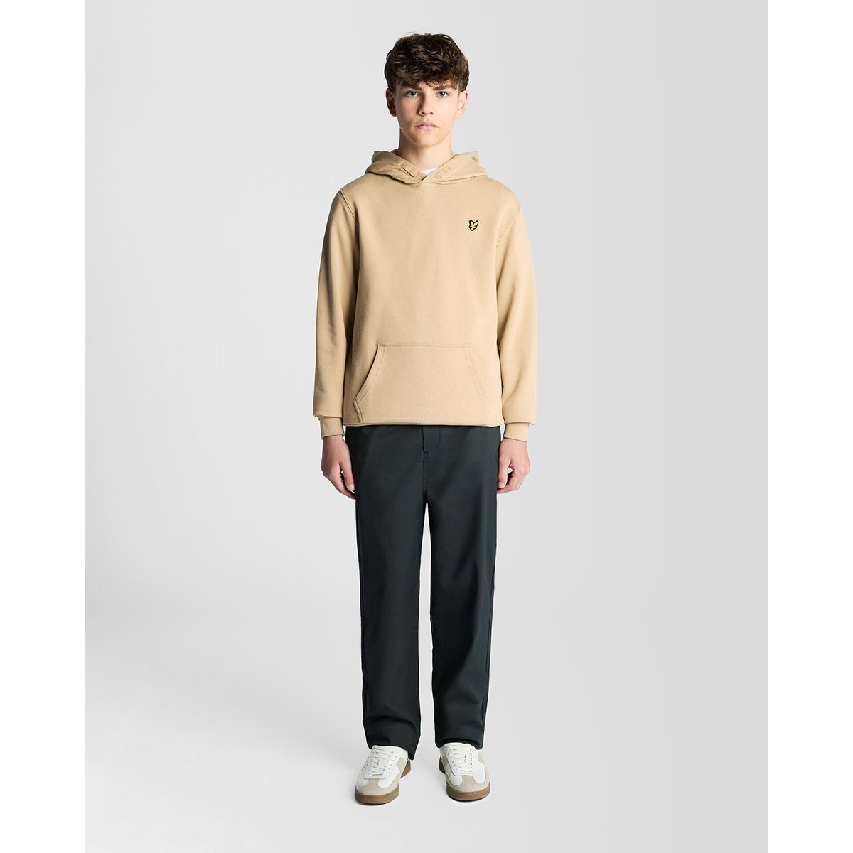 Sweat à capuche en coton loopback beige foncé sable, LYLE & SCOTT