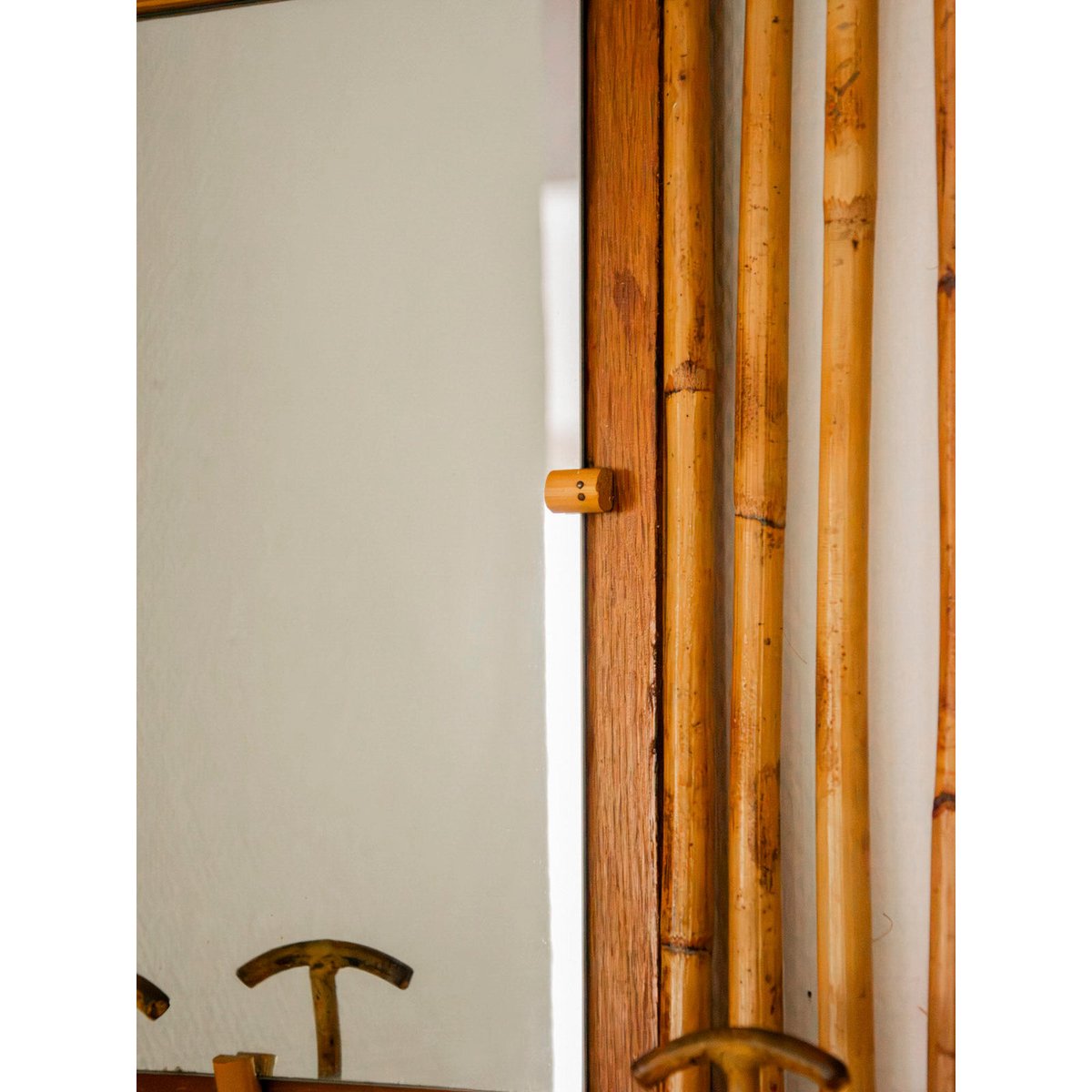 Miroir en bambou multifonctionnel Georges N°1477 - Bon état bois clair, DEBONGOUT