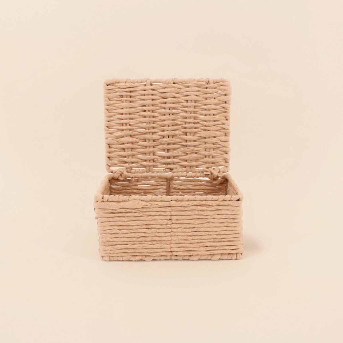 Lot de 2 boites en corde papier armatures métal beige, ORNAMI
