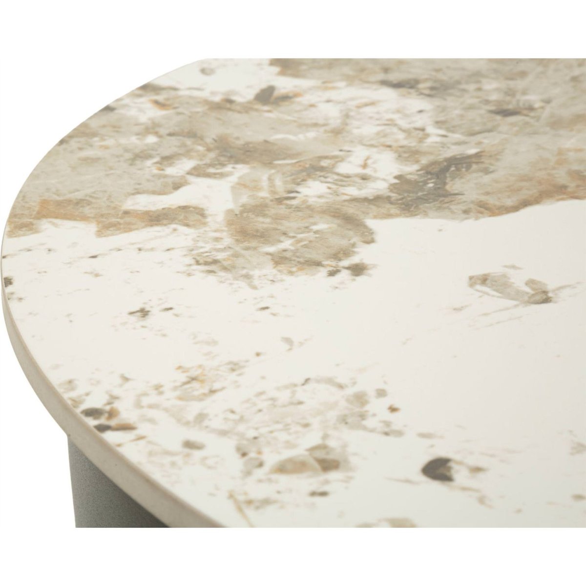 Table basse ronde céramique effet marbre MODERN brun noir, or et effet marbre, RECOLLECTION