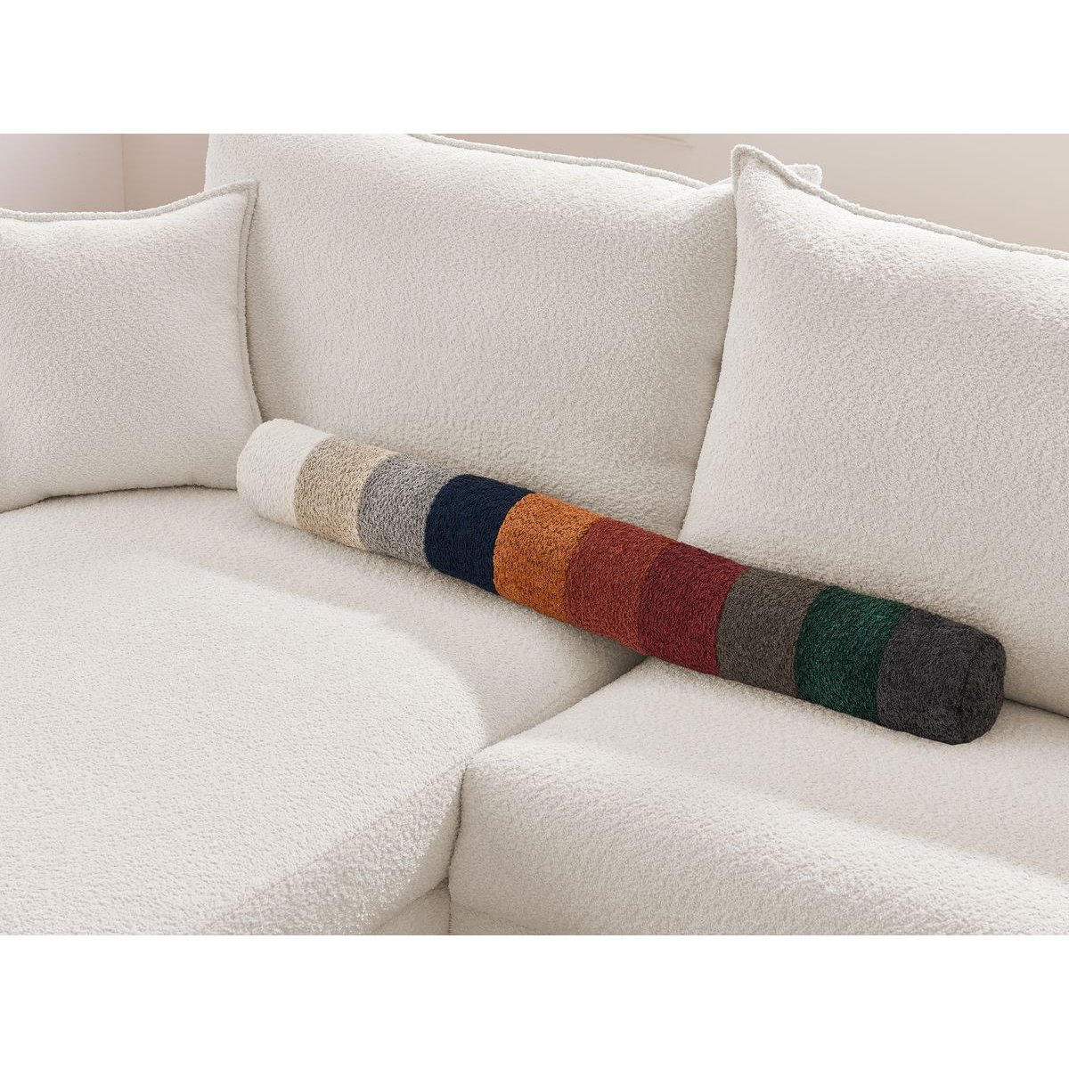 Canapé lit 3 places en tissu bouclette couchage 160x200 cm, AUGUSTIN blanc, BOBOCHIC