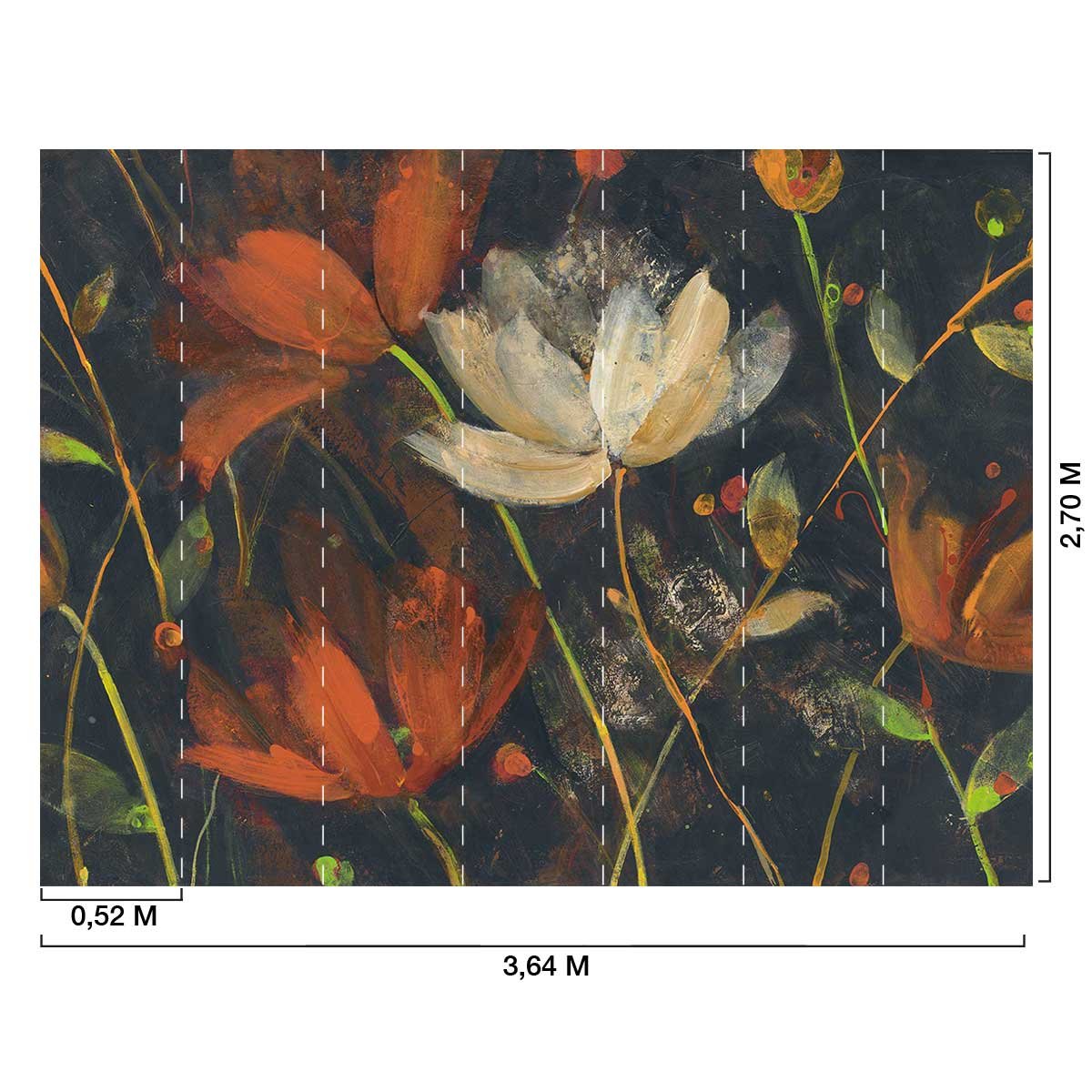 Papier peint fleurs bordeaux intissé, HEXOA