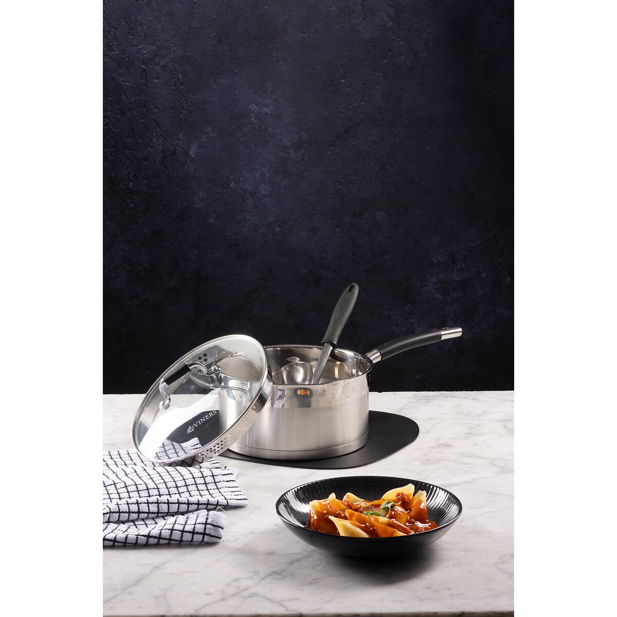 Select 22cm Stainless Steel Sauce Pan black, VINERS