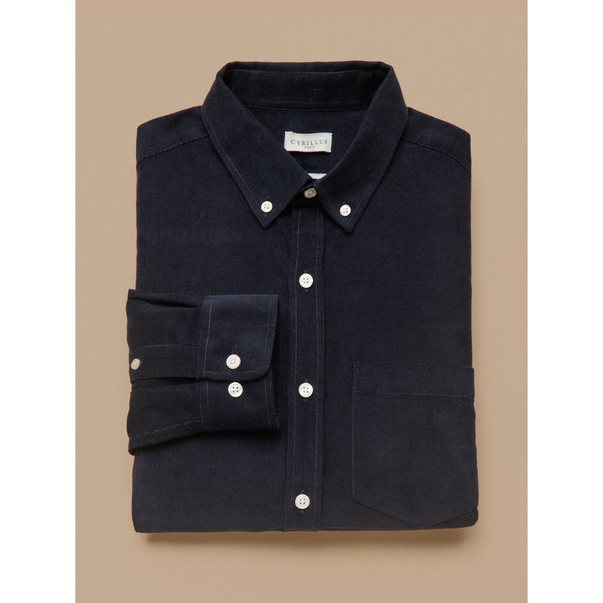 Chemise velours coupe contemporaine marine, CYRILLUS