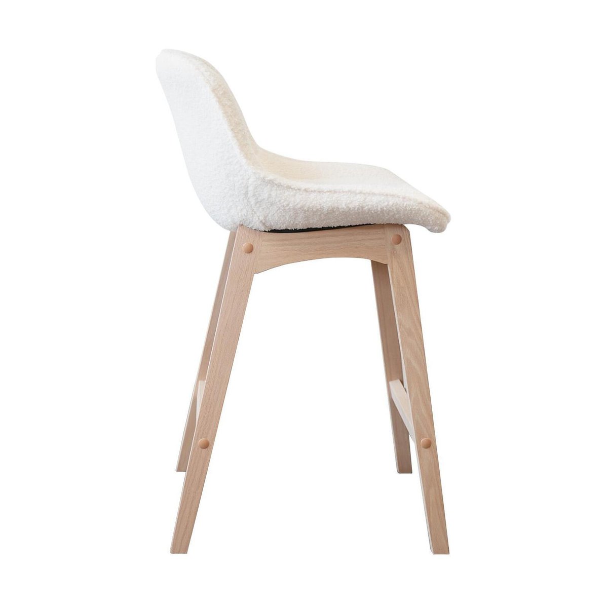 Lot de chaises d'îlot et bar en chêne et assise tissu bouclette 65cm MILK | Lot de 8 crème, MOB IN