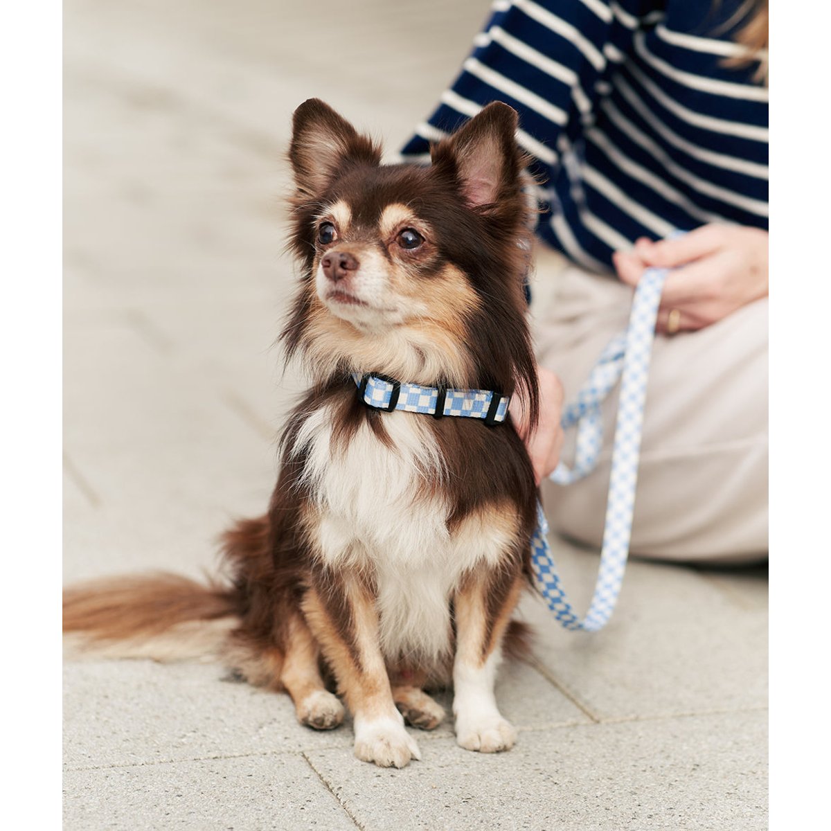 Collier PET recyclé vichy design, JUNO bleu, CAFIDE