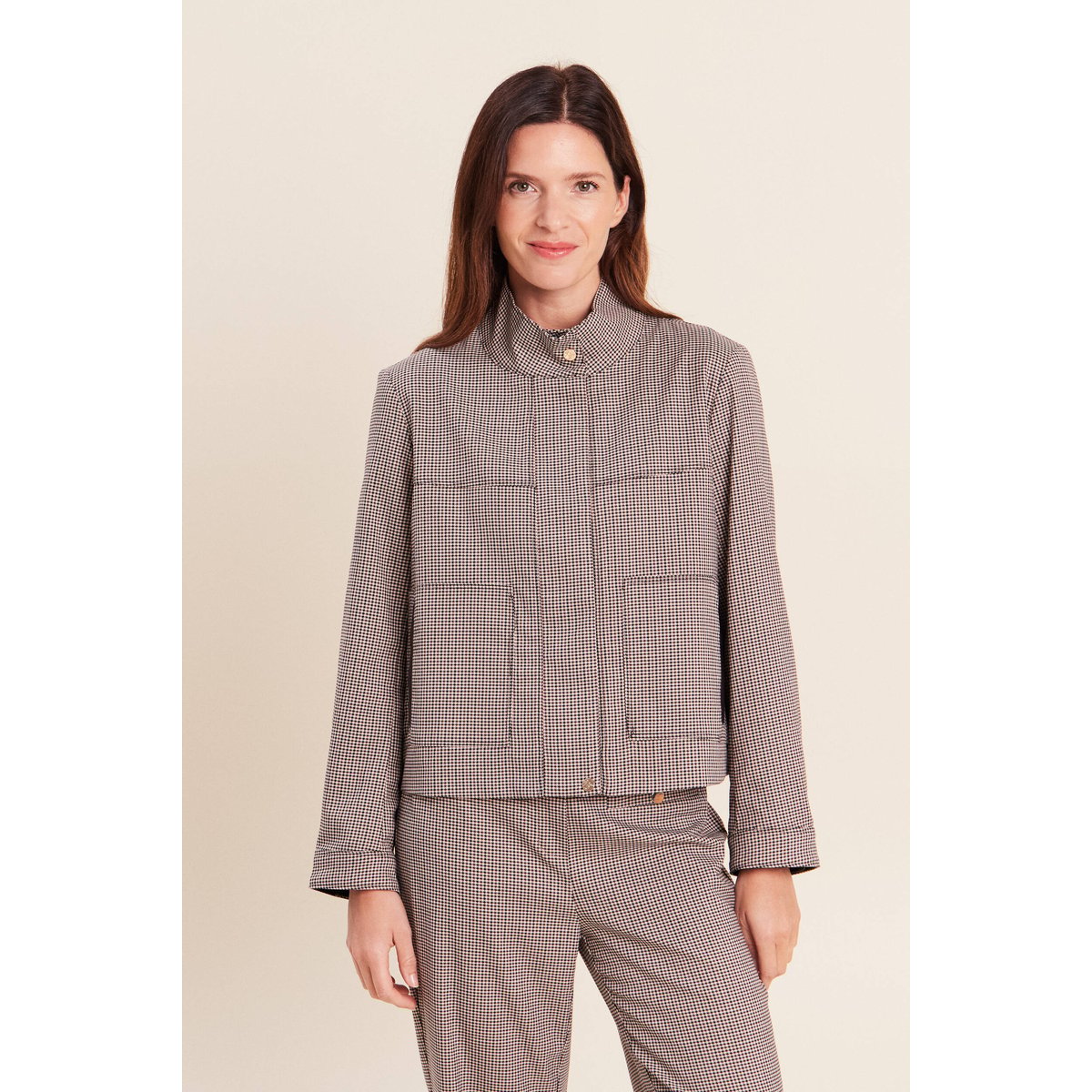 Veste col montant doublée marron, BREAL