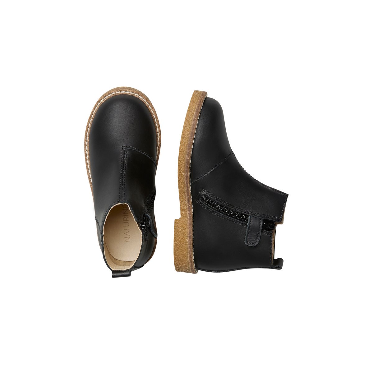 Chaussures premiers pas en cuir DASIE noir-, NATURINO
