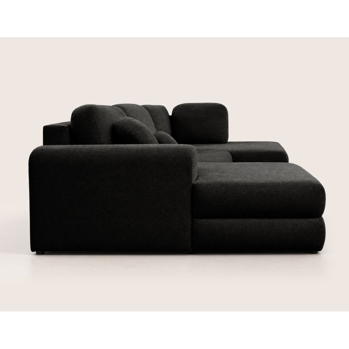 Canapé panoramique en U 7 places convertible avec, APRIL noir, BEST MOBILIER
