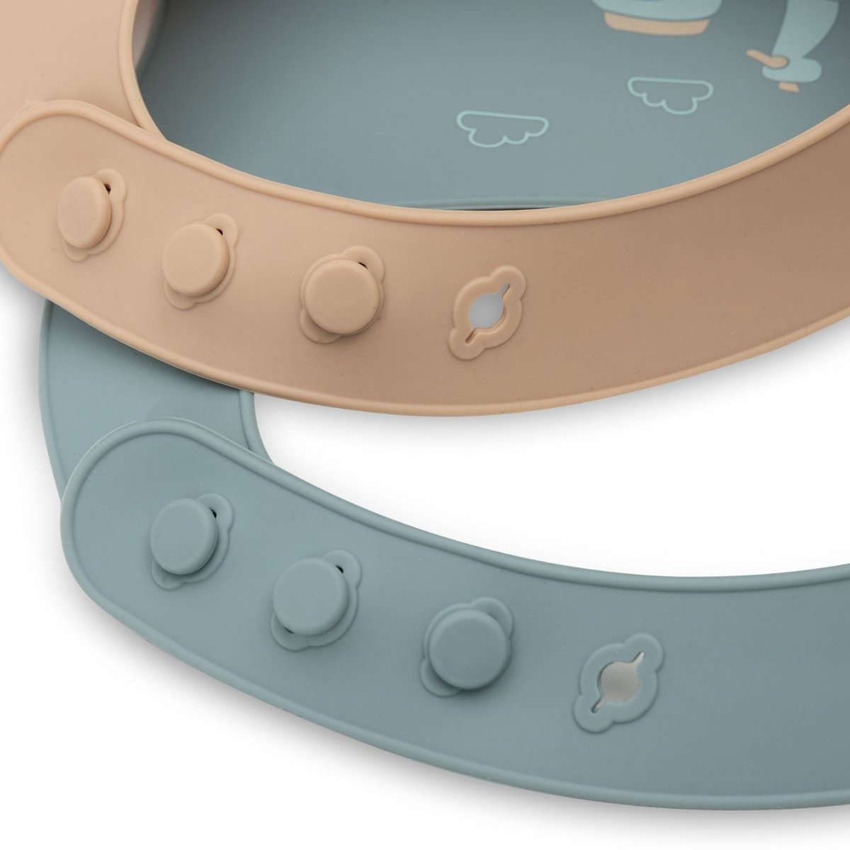 Lot de 2 bavoirs en silicone bleu, marron, JOLLEIN