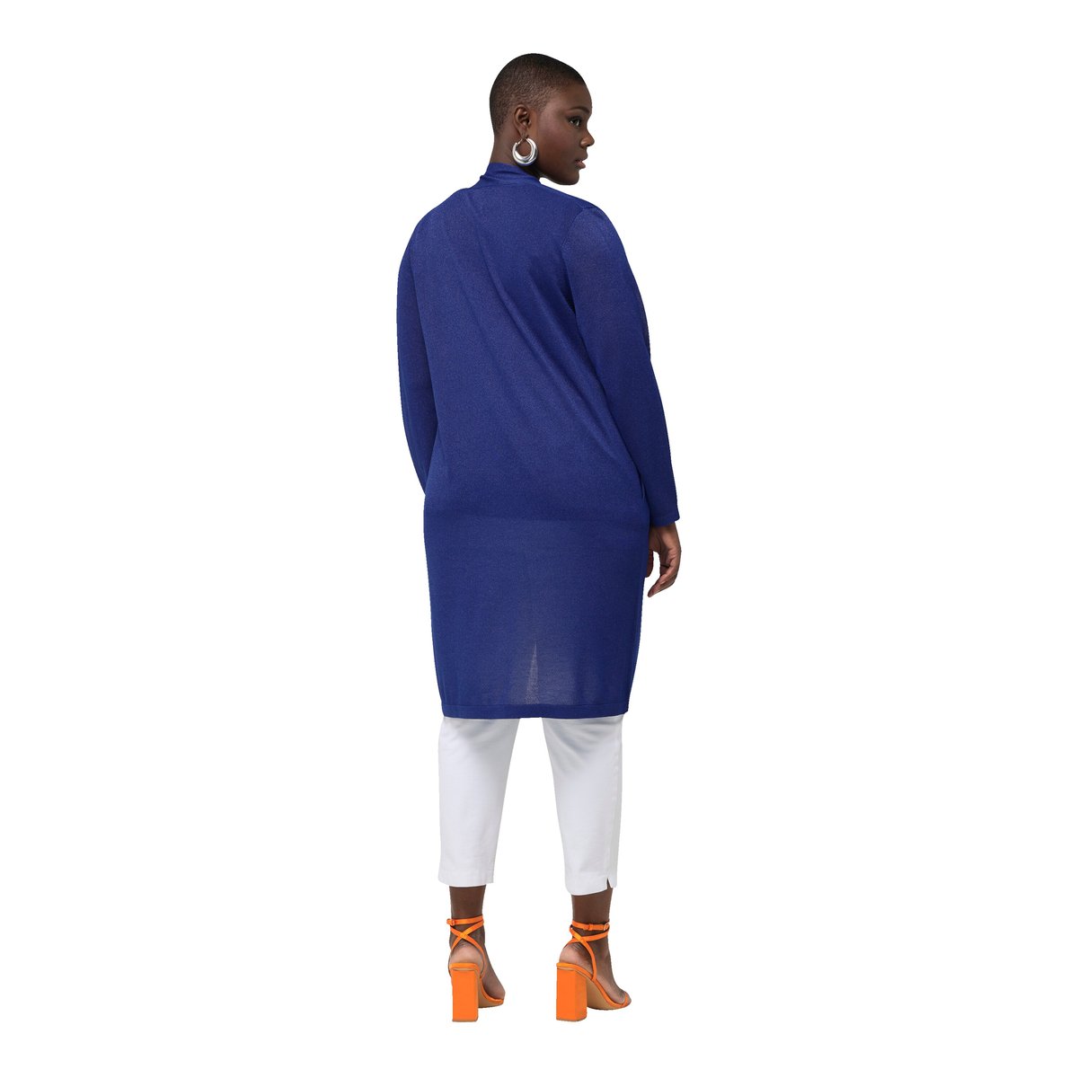 Cardigan long à encolure en V et col montant saphir foncé, ULLA POPKEN