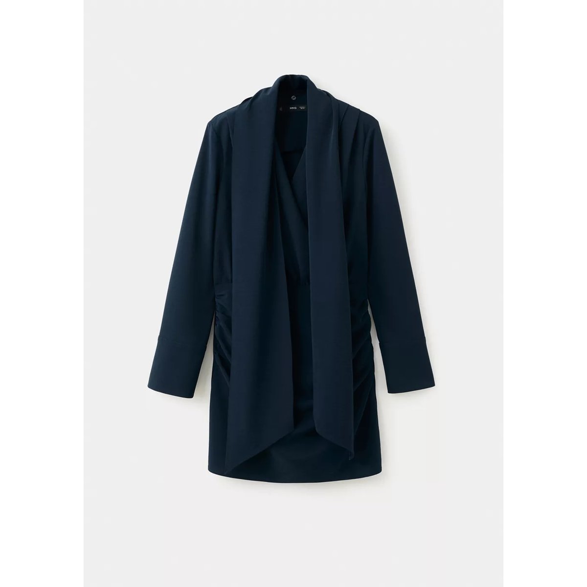 Robe foulard drapée bleu marine, MANGO