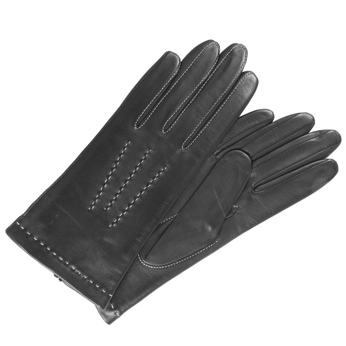 Gants en cuir d'agneau pleine fleur, doublés soie, tendance et modernes brun cognac, ISOTONER