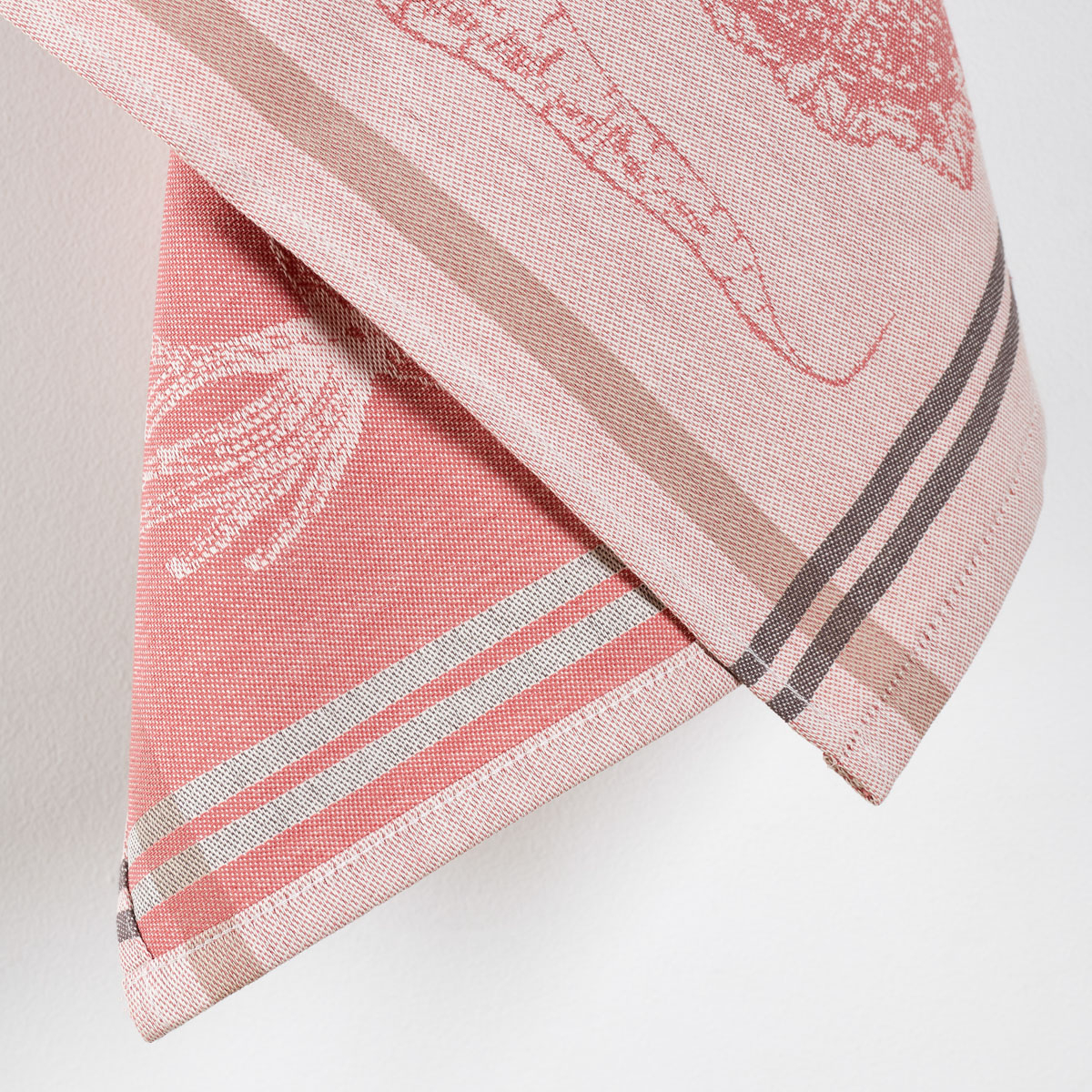 Lot de 3 torchons Au potager  - Coton jacquard blanc, TRADITION DES VOSGES