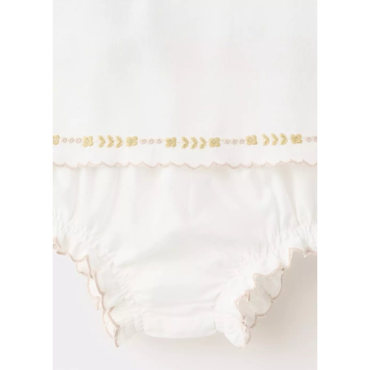 Robe et culotte détails brodés blanc cassé, MANGO BABY