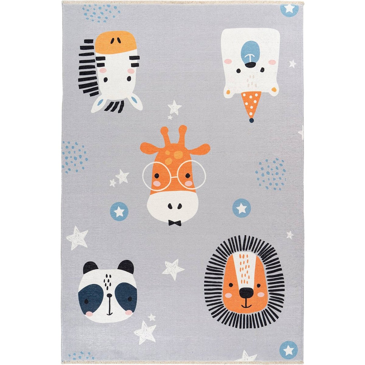 Tapis en coton motifs animaux, Joanna gris clair à motifs animaux multicolores, ARTE ESPINA
