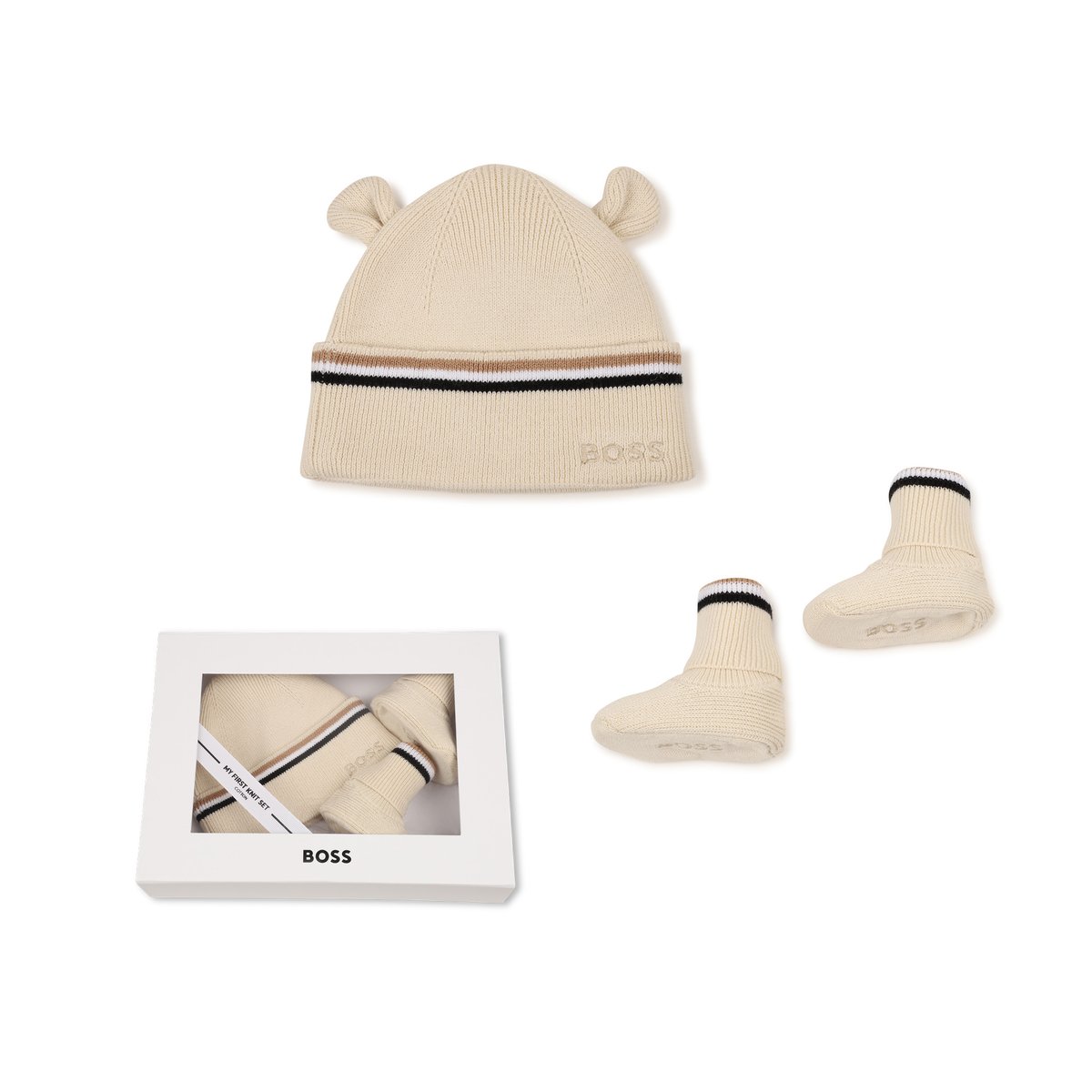 Ensemble bonnet et chaussons new beige, BOSS KIDSWEAR
