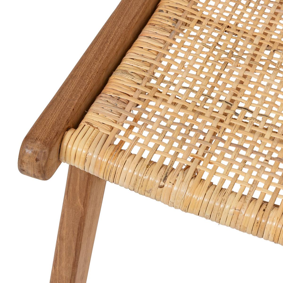 Fauteuil en teck et rotin tressé TIMOR beige lin, ATMOSPHERA