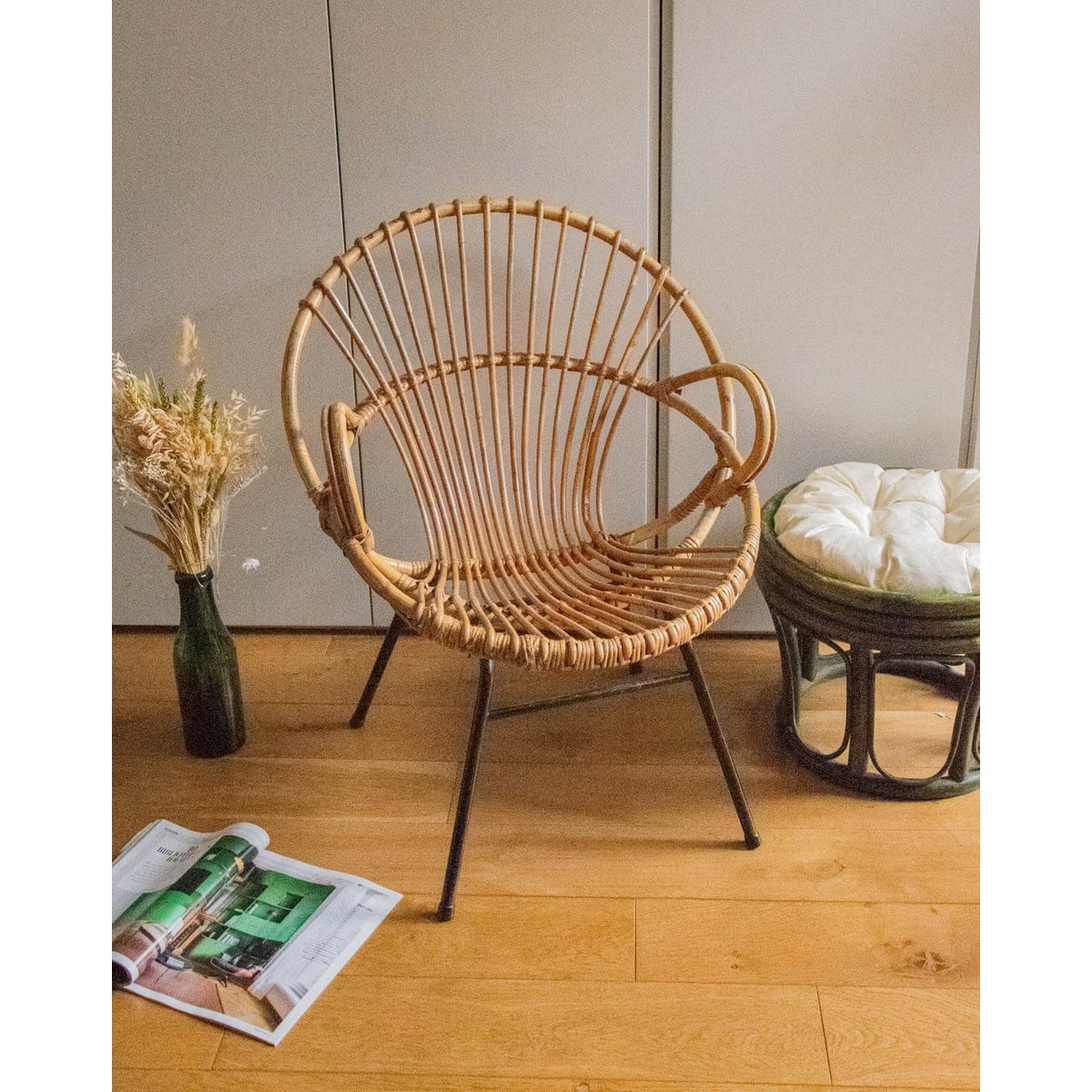 Fauteuil en rotin et métal noir Ernest N°710 - Bon état noir - comme neuf, DEBONGOUT
