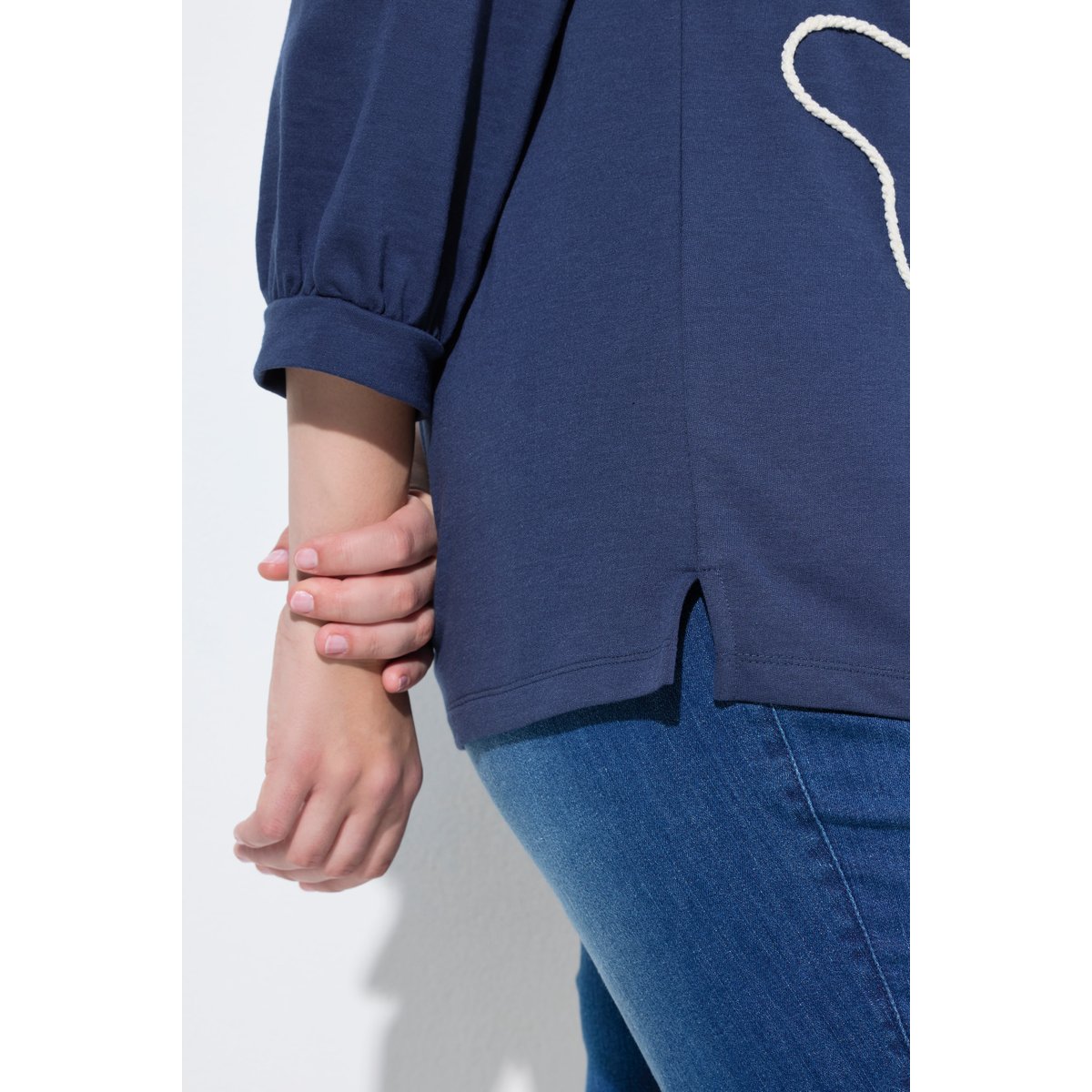 Sweat-shirt en coton bio, trèfles en corde marine, ULLA POPKEN
