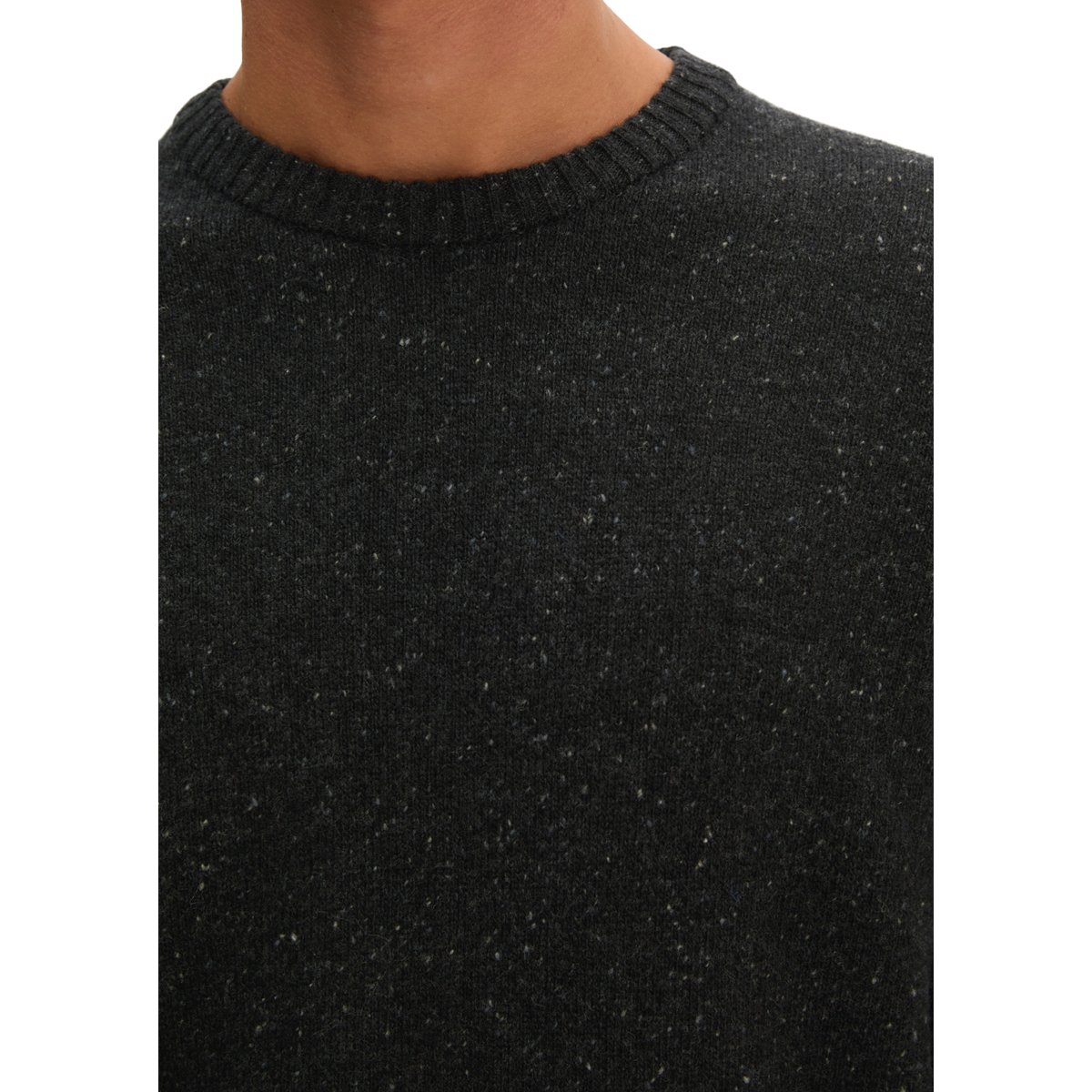 Pull-over regular en fil de tweed moucheté noir, MARC O'POLO